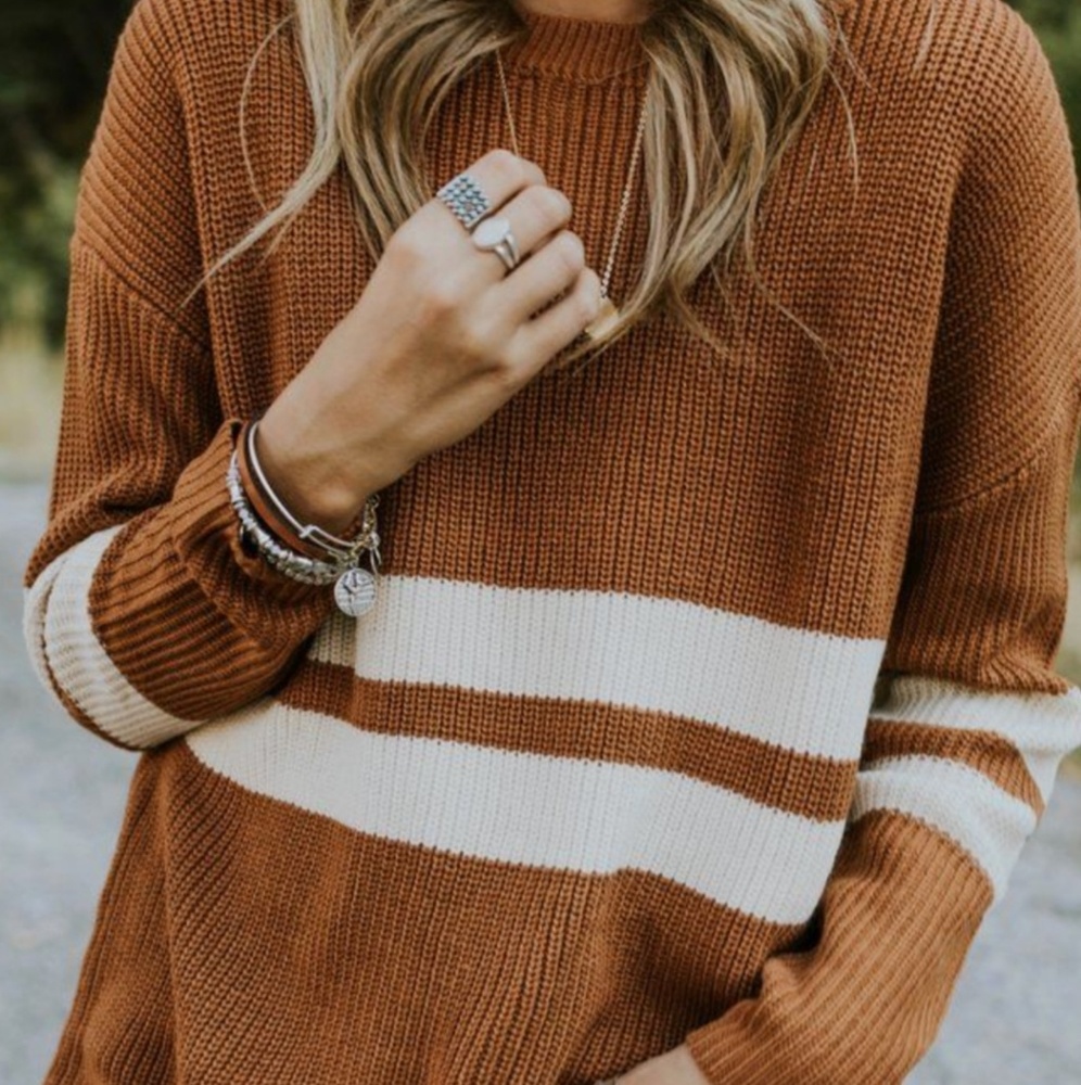 Roolee Orange Striped Sweater